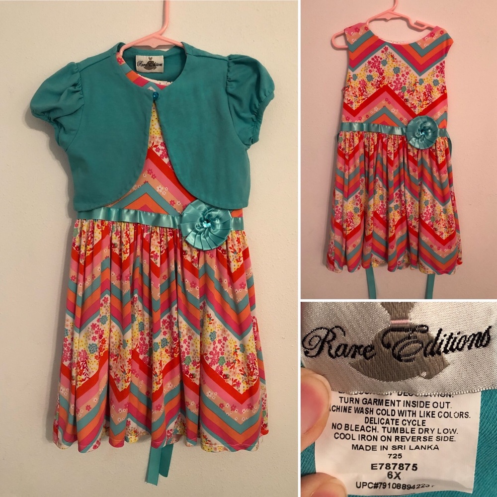 Rare Editions pink & aqua paisley dress - size 6X